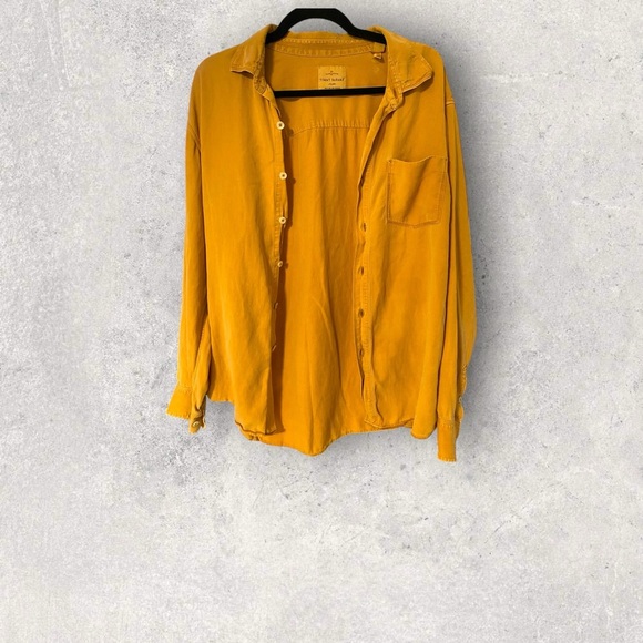 Tommy Bahama Mustard Yellow Distressed Button-Up Shirt - Picture 2 of 6